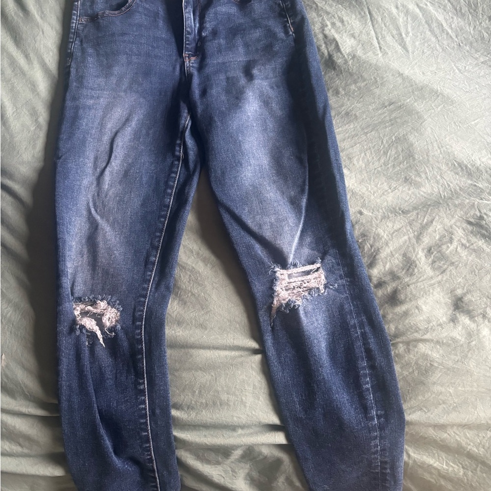 American Eagle Outfitters Dark Blue Ripped Boyfriend Jeans